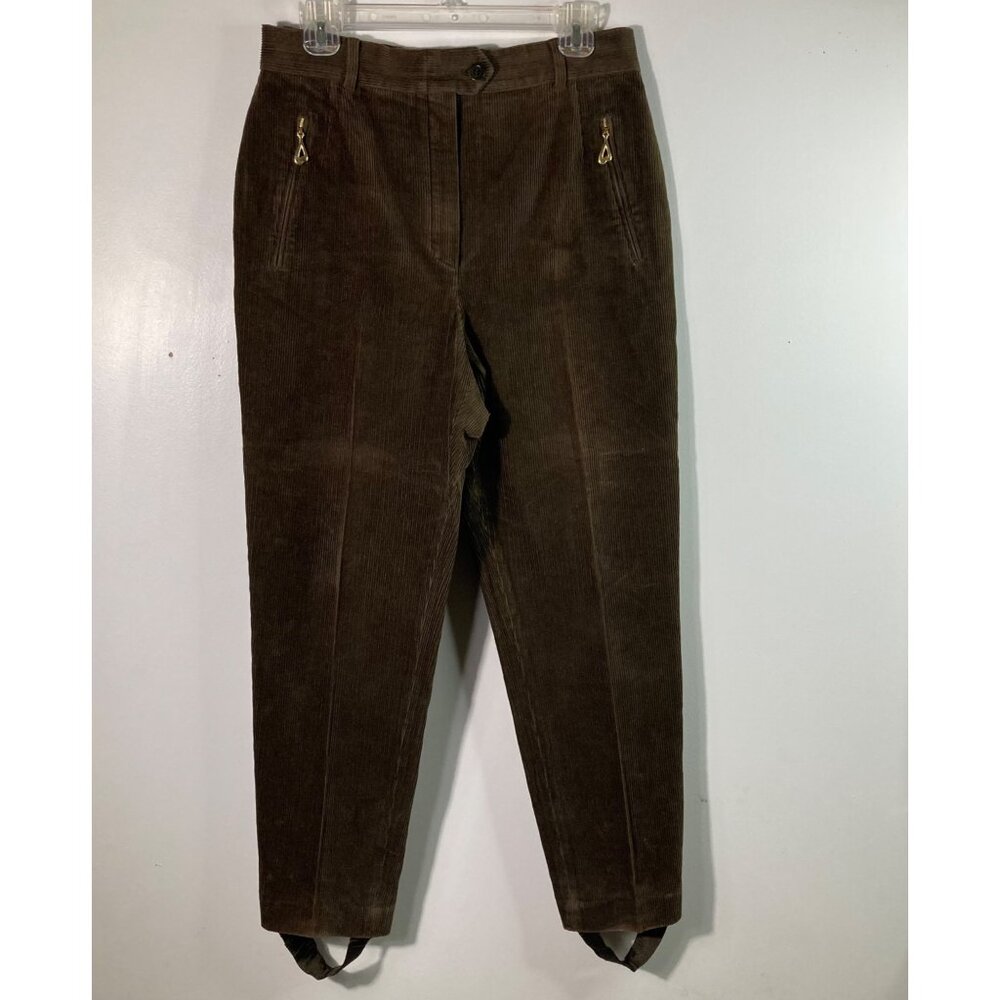 Vintage Escada Margaretha Ley Corduroy Stirrup Pants 40 Eu / US 8 Brown Flaw